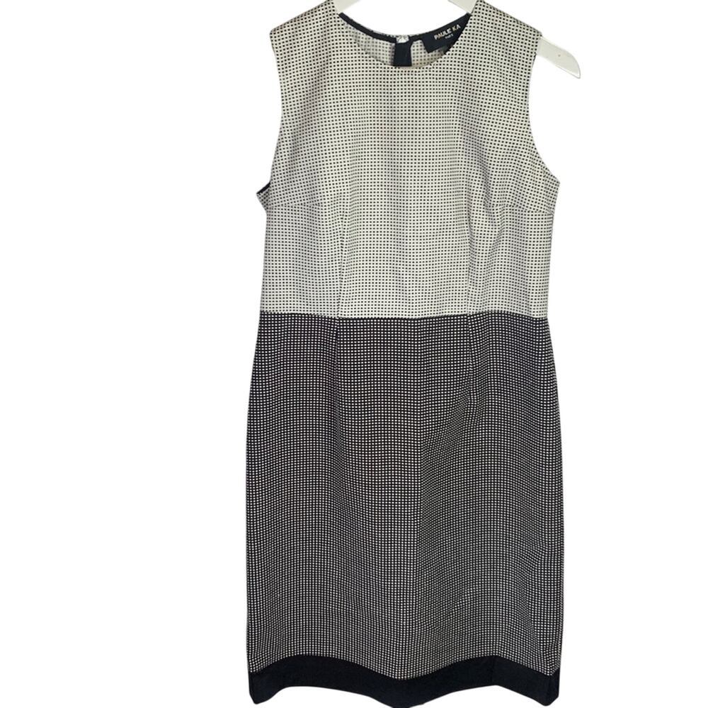 Paule Ka Paris Modern Black White Geometric Sleeveless Shift Dress W-616 Size 10